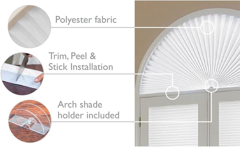 Redi Shade No Tools Original Arch Light Filtering Pleated Fabric Shade Natural, 72" W x 36" H - Image 2
